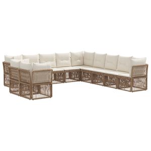 vidaXL Set de canapele pentru grădină 11 pcs Bej poliratan
