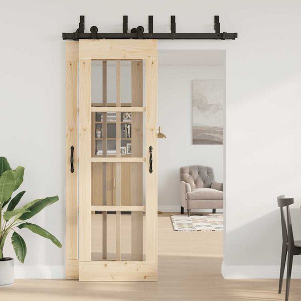 vidaXL Set feronerie pentru uși glisante, negru, 152,5 cm, oțel