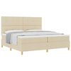vidaXL Pat cu arcuri cu saltea cu headboard Crem 200 x 200 cm țesătură