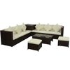 vidaXL Set mobilier de grădină cu perne, 8 piese, maro, poliratan
