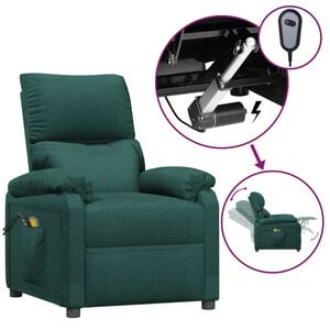 vidaXL Fotoliu de masaj electric, verde &icirc;nchis, material textil