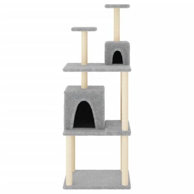 vidaXL Ansamblu de pisici, stâlpi din funie sisal, gri deschis, 167 cm