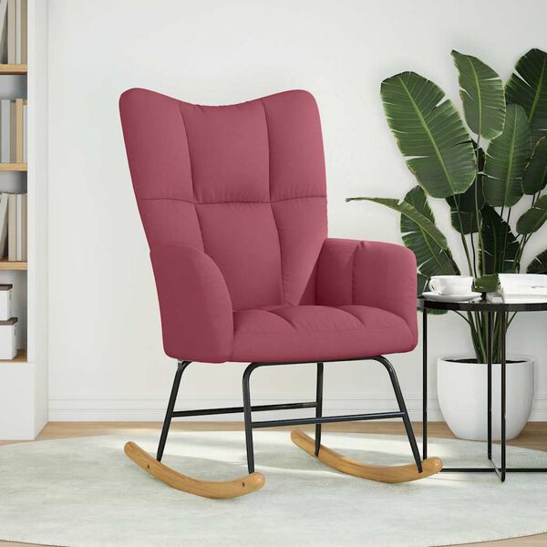 vidaXL Scaun balansoar, roșu vin, material textil