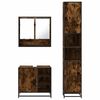 vidaXL Set mobilier de baie, 3 piese, stejar fumuriu, lemn prelucrat