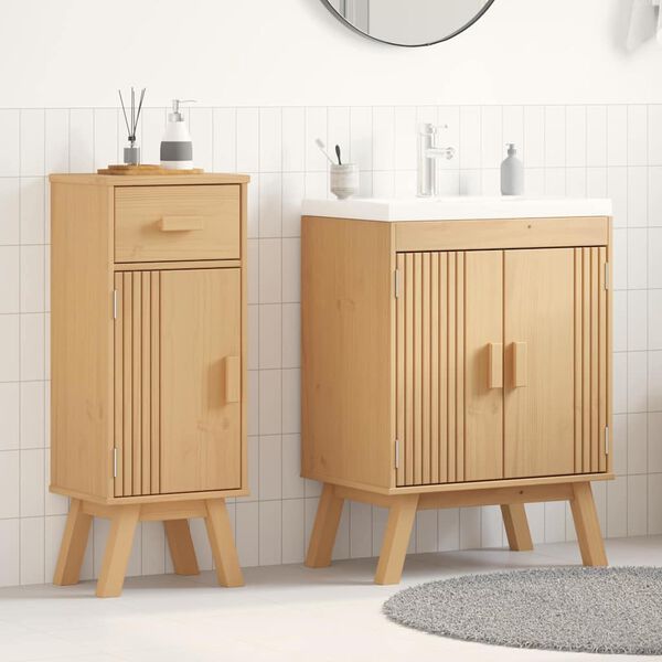 vidaXL Set de Mobilier pentru Baie 2 pcs Maro 114 x 43 x 73.5 cm