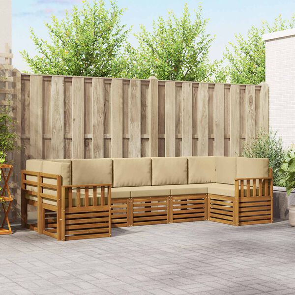 vidaXL Seturi de canapele 7 pcs Natural și Bej Lemn Solid de Acacia