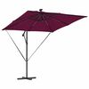 vidaXL Parasol banana cu brațe Roșu bordo 249 x 249 x 250 cm