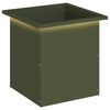 vidaXL Jardinieră de grădină cu LED Verde măsliniu 40 x 40 x 40 cm