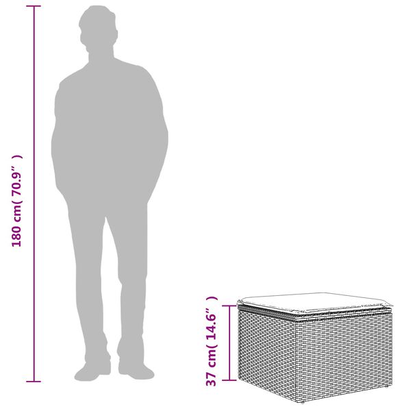vidaXL Scaun de grădină cu pernă, maro, 55x55x37 cm, poliratan
