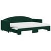 vidaXL Pat de zi cu extensie și saltele verde &icirc;nchis 80x200 cm catifea