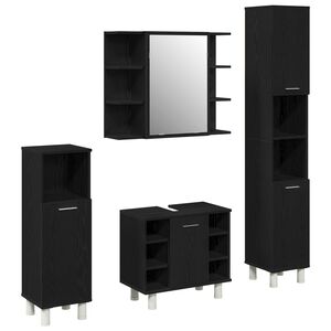 vidaXL Set de mobilier pentru baie 4 pcs Negru 30 x 30 x 179,5 cm