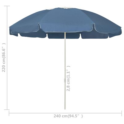 vidaXL Umbrelă de plajă, albastru, 240 cm