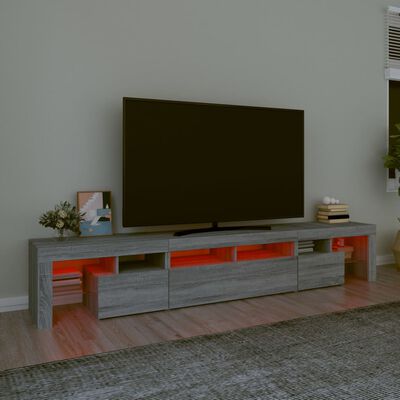 vidaXL Comodă TV cu lumini LED, gri sonoma, 230x36,5x40cm