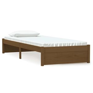 vidaXL Cadru de pat mic single, maro miere, 75x190 cm, lemn masiv