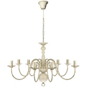 Candelabru alb de metal &icirc;n stil antic 8 x becuri E14