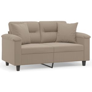 vidaXL Canapea cu 2 locuri, cu perne, gri taupe, 120 cm, microfibră