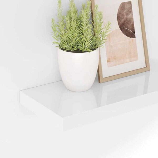 vidaXL Rafturi de perete, 4 buc., alb extralucios, 50x23x3,8 cm, MDF