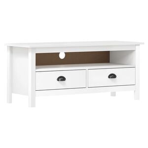 vidaXL Comodă TV Hill, alb, 110x40x47 cm, lemn masiv de pin