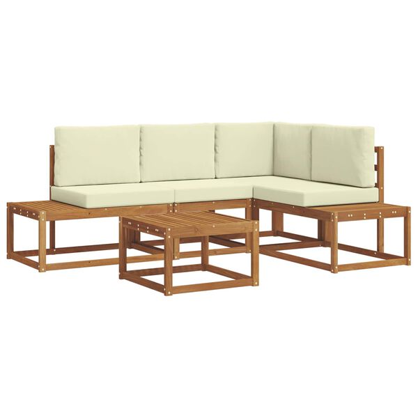 vidaXL Set de canapele de exterior cu pernă 5 Bucată Natural și Crem