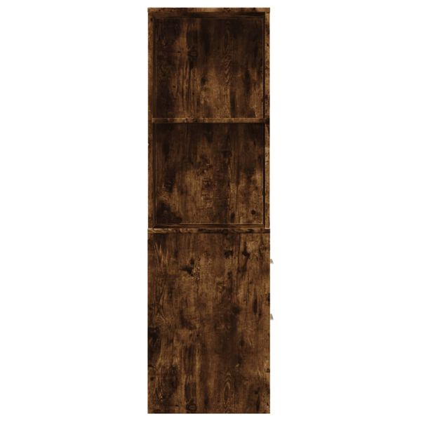 vidaXL Dulap de baie îngust cu roți, stejar fumuriu, lemn prelucrat