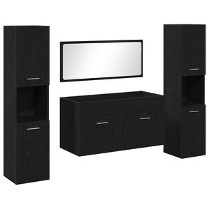 vidaXL Set de mobilier pentru baie 4 buc. Stejar Negru