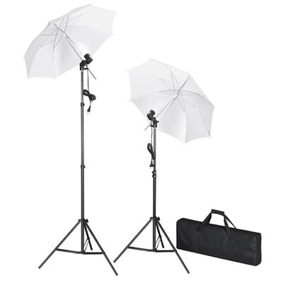 vidaXL Kit studio foto cu fundal, lămpi și umbrele