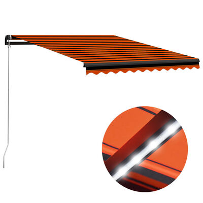 vidaXL Copertină retractabilă manual LED portocaliu și maro 300x250 cm