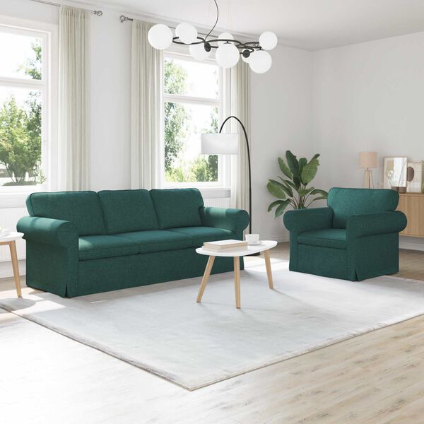 vidaXL Canapea 2 pcs Verde &icirc;nchis 215 x 82 x 80 cm țesătură