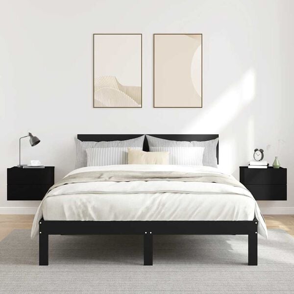 vidaXL Noptiere, 2 buc., negru, 40x30x30 cm, lemn prelucrat