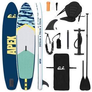 vidaXL Placă SUP cu Șezlong 2 &icirc;n 1 APEX 305 x 76 x 15 cm albastru