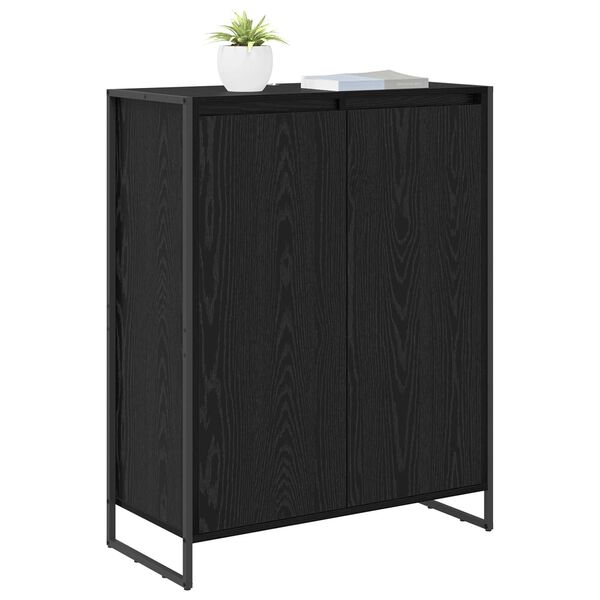 vidaXL Dulap pentru pantofi cu ușă Stejar Negru 79 x 36 x 100 cm