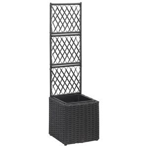 vidaXL Strat &icirc;nălțat spalier 1 ghiveci negru 30x30x107 cm poliratan