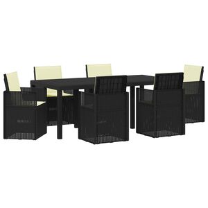 vidaXL Set de masă pentru grădină cu pernă 7 pcs Antracit și crem PP