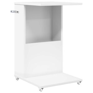 vidaXL Masă laterală cu roata Alb 40 x 35 x 60 cm Lemn prelucrat