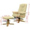 vidaXL Fotoliu cu taburet, alb crem, piele ecologică