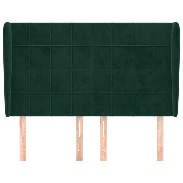 vidaXL Tăblie pat cu aripioare verde &icirc;nchis 147x23x118/128 cm catifea