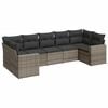 vidaXL Set canapele de grădină, 7 piese, cu perne, gri, poliratan