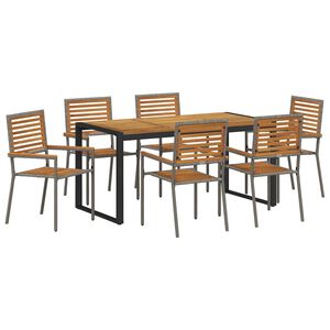 vidaXL Set de masă pentru grădină 7 pcs Gri și Brown poliratan