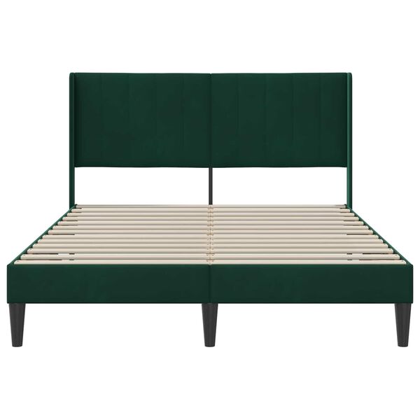vidaXL Cadru de pat cu headboard Verde &icirc;nchis 120 x 190 cm Catifea