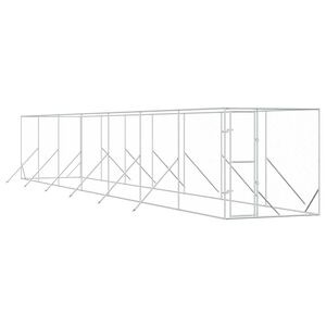 vidaXL Padoc de exterior pentru c&acirc;ini argintiu 2x14x2m oțel galvanizat