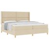 vidaXL Pat cu arcuri cu headboard Crem 200 x 200 cm țesătură