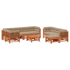 vidaXL Set de lounge pentru grădină 10 buc. Maro ceruit