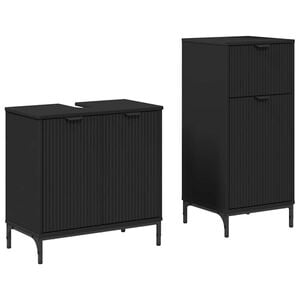 vidaXL Set de mobilier pentru baie 2 buc. Negru 39,5 x 36 x 88 cm