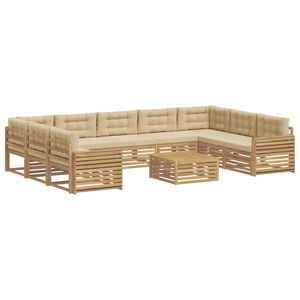 vidaXL Set de canapele de exterior 10 buc. Alb și Bej