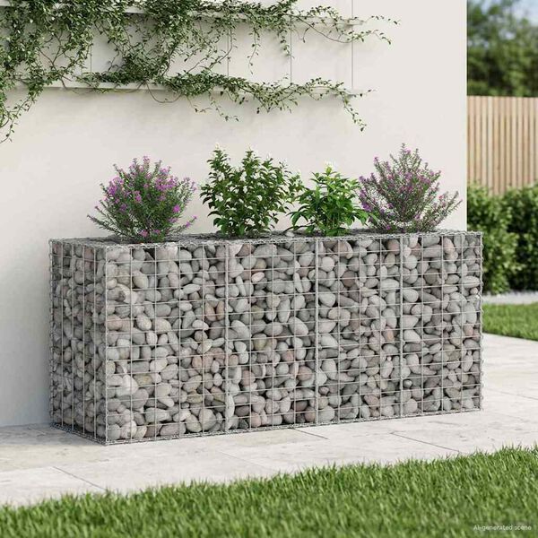 vidaXL Pat ridicat din gabion Argintiu 170 x 50 x 80 cm