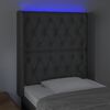 vidaXL Tăblie de pat cu LED, gri &icirc;nchis, 83x16x118/128 cm, textil