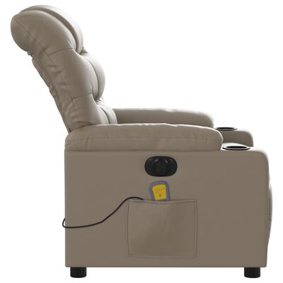 vidaXL Fotoliu electric masaj rabatabil, cappuccino, piele ecologică
