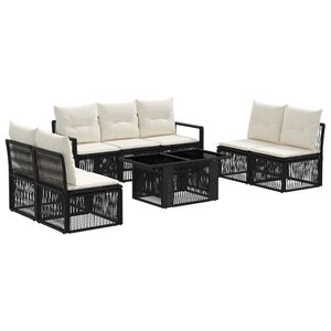 vidaXL Set de canapele pentru grădină 8 buc. Negru și Alb crem