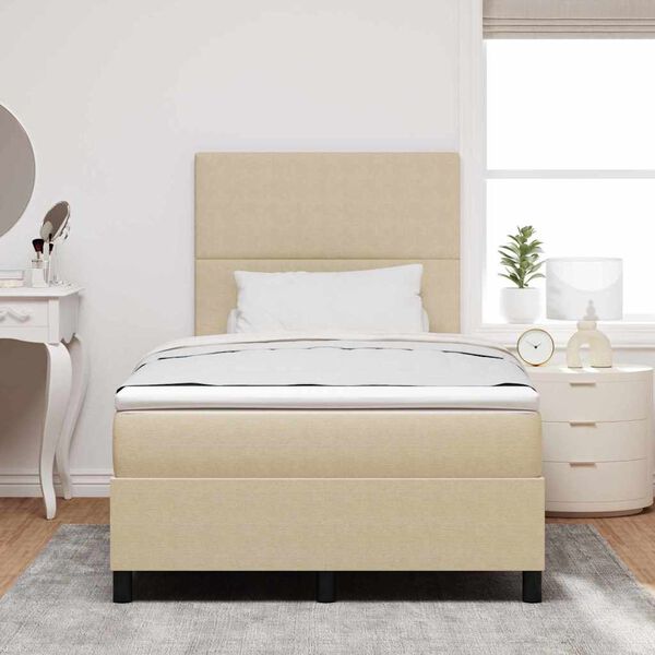 vidaXL Pat cu arcuri cu headboard Gri deschis și alb. 120 x 190 cm