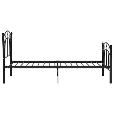 vidaXL Cadru de pat, cu model de fotbal, negru, 90x200 cm, metal